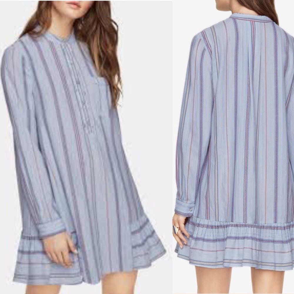 BCBGMAXAZRIA blue striped shirt dress - Picture 1 of 6